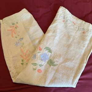 Embroidered 100% Linen Full Length Skirt